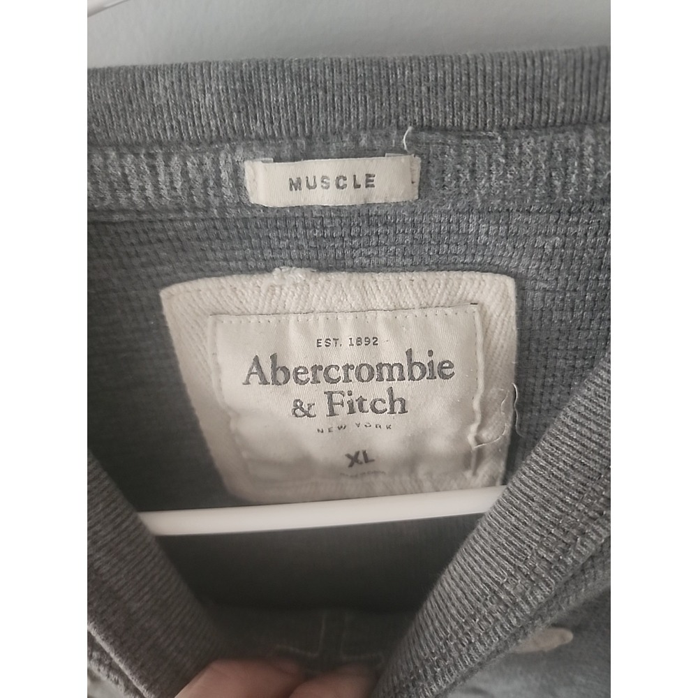 Y2K Abercrombie Fitch Muscle Shirt LS Waffle Mens XL Thermal Warm Layer - Picture 2 of 7